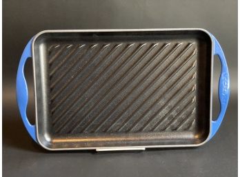 Vintage Le Creuset Enameled Cast Iron Skinny Griddle, Cobalt W/Box