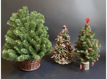Three Tabletop Christmas Trees
