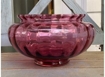 Vintage Cranberry Glass Vase: Gorgeous Squat Gourd
