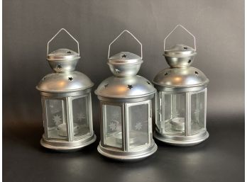 Three Tin & Glass Lanterns