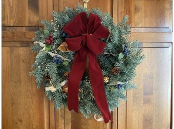 Pretty Holiday Wreath, Blueberries & Pinecones