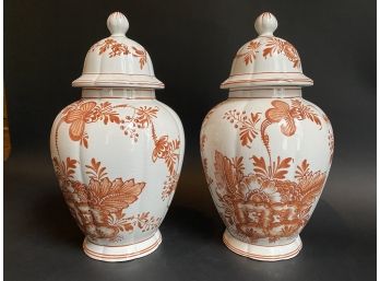A Stunning Pair Of Vintage Lidded Urns, Handcrafted In Italy, Ethan Allen