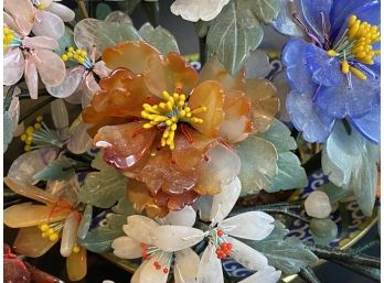 Amazing Vintage Carved Jade Floral Arrangement
