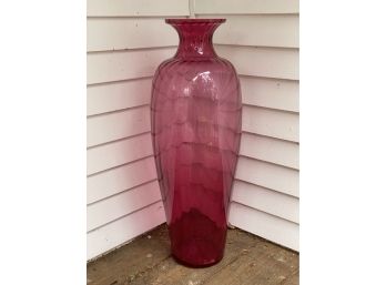 Vintage Cranberry Glass Vase: Very Tall Slim Urn