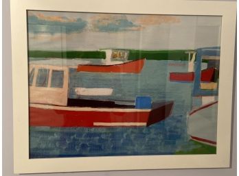 Picture Of Boats Framed Glass 27x21'