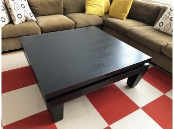 Coffee Table Large Wood Painted Black With Raised Top Good For Books And Magazines And Remotes 50x18.5x50'