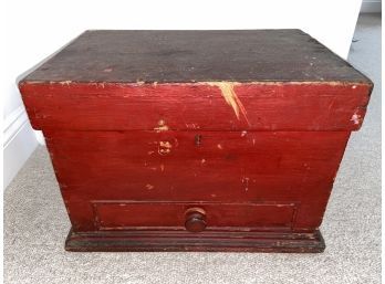 Antique Red Box With Drawer 19x12x13'