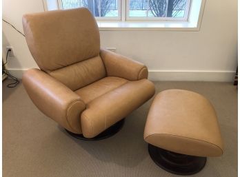 Leather Recliner Lounge Chair And Ottoman Nice Leather 34x36x32' Reclines To 48 Made In Canada