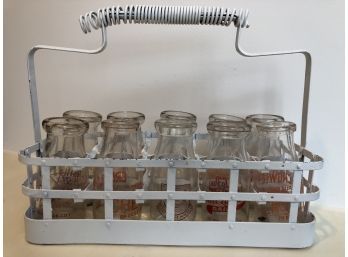 Milk Bottles Steel Carry Rack And Pints Case Measures 15x11x6' Variety Of Collectible Bottles Dairy Cream