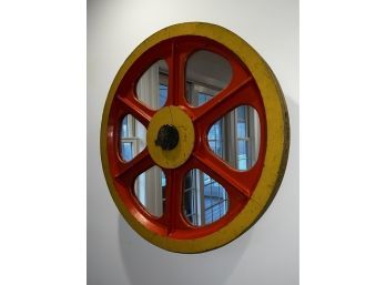 Duplex Chain Belt Wheel Mirror 31.5x6 Wood Antique Similar To A Factory Mold