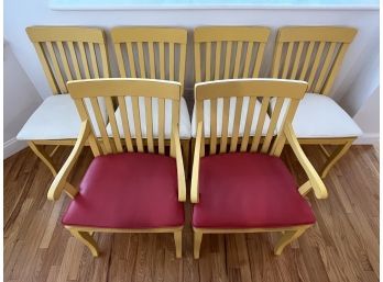 Yellow Wooden, Kitchen Chairs, Set Of 6, 20.5x36.25x17.25 Seat Height 18.5