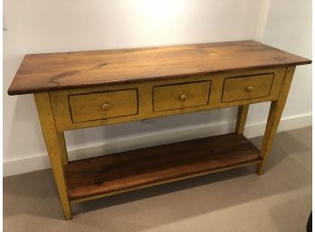 Yellow And Natural Sideboard Table With Three Drawers 66x36x24'