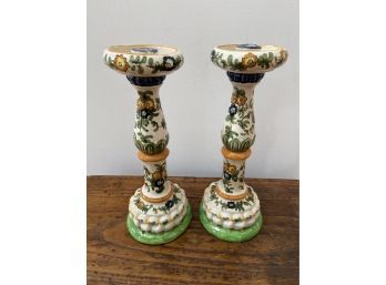 Pair Of Italian Candle Stick Holders 5x12'