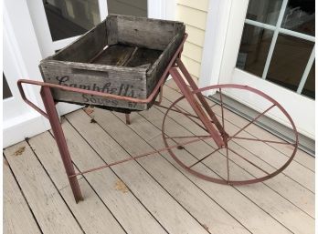 Iron Garden Cart Planter In The Style Of Old Vending Push Cart Campbells Crate 40x27x25'