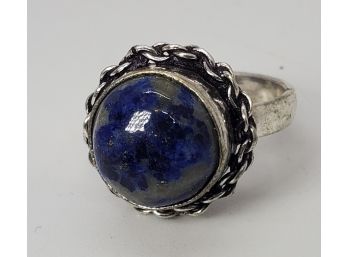 Size 8 Lapis Lazuli Stone Set In Sterling Silver Plate