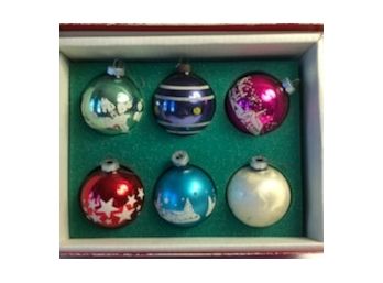 Six Vintage Glass Bulb Ornaments