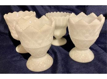 4 Pieces Of Milk Glass Various Styles