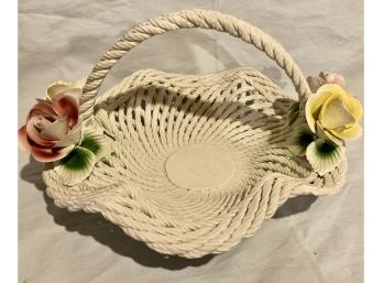 Capodimonte Flower Basket Made In Italy