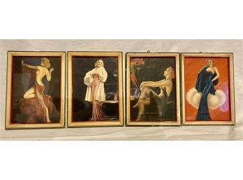 4 Sexy, Sultry Ladies Framed Prints 1940's
