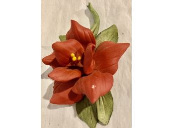 Capodimonte Red Lily Porcelain Flower