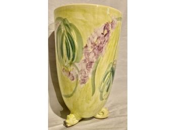 Yellow Ceramic Vase Signed By Artist In Italy