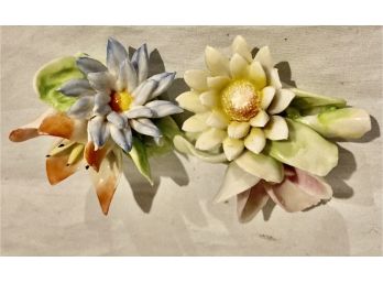 2 Stunning Capodimonte Hand Made Flowers