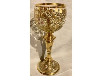 Exquisite Wine Glass  Laden  With Gold Beautiful