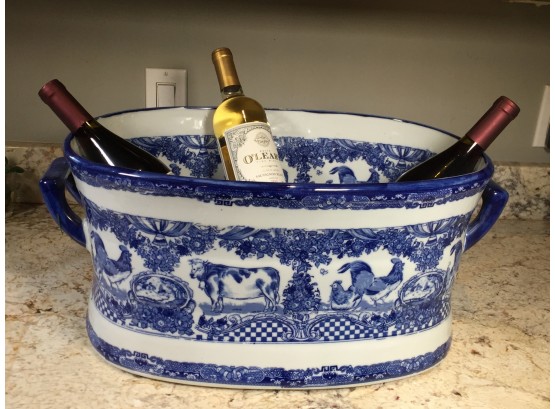 Fabulous Very Large Antique Style Blue & White Porcelain Wine / Champagne Cooler - MANY USES !