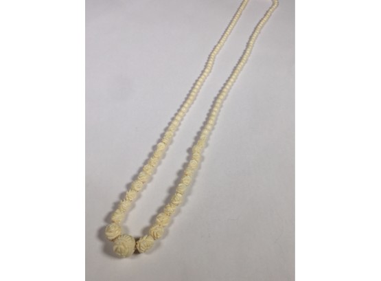 Fabulous Vintage All Carved Bone Necklace - Very Well Made - Super Detailed - All Completely Hand Carved
