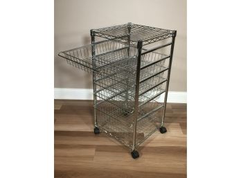 Great Chrome Wire Rolling Utility Cart - 6 (six) Drawers - UNBELIEVABLY HANDY PIECE ! Use Anywhere !