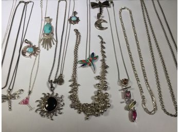 Incredible ALL STERLING SILVER Necklaces & Pendants Lot - EVERYTHING IS STERLING SILVER - Great 18 Piece Lot