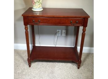 Very Nice Mahogany Server / Table With Fluted Legs By BOMBAY Company - One Drawer Table With Brass Handles