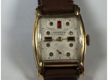 Great Looking Vintage Art Deco Style Rectangular Watch By GENEVA - 10k Rolled Gold - Great Vintage Piece !