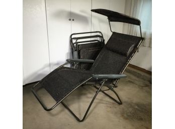 Paid $189 Each For Two Amazing Folding Beach Chairs With Attached Sunshade & Pillow By BLISS HAMMOCKS - WOW !