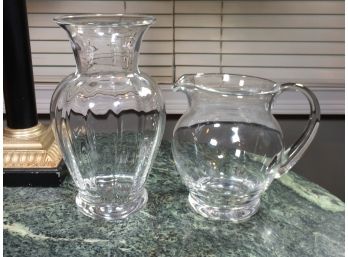 Two TIFFANY & Co Lead Crystal Pieces - BOTH PERFECT CONDITION Vase & Pitcher - Please See Description