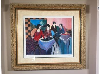 Lovely Print Of Art Deco Style Ladies - Very Nice Gold Gilt Frame - Large Size - Measuring - 28' X 32'