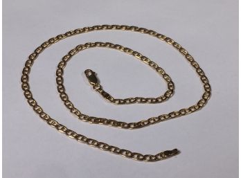 Incredible Solid 14kt Yellow Gold Mariner / Anchor Style Necklace - 20' Long - 6.6 DWT Or 10.3 Grams - WOW !