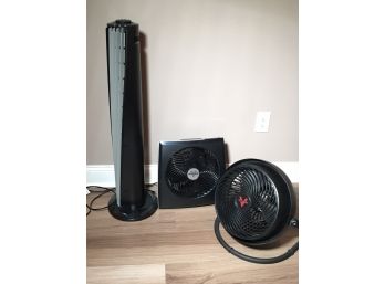 Great Lot Of Three (3) High Quality VORNADO Fans - Tall One Has Remote Along With Two Floor Model VORNADO Fans