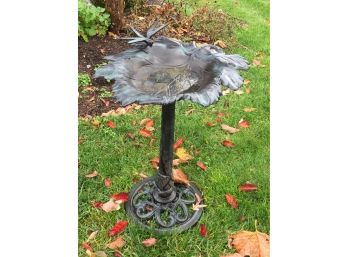 Lovely All Cast Metal Birdbath With Dragonfly - Nice Vintage Style Piece - Will Never Rust - Cast Aluminum
