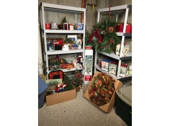WOW ! HUGE Christmas Lot - Small Tree - Wreaths - Candles - Greens - Containers - Ribbons - Bows - Linens