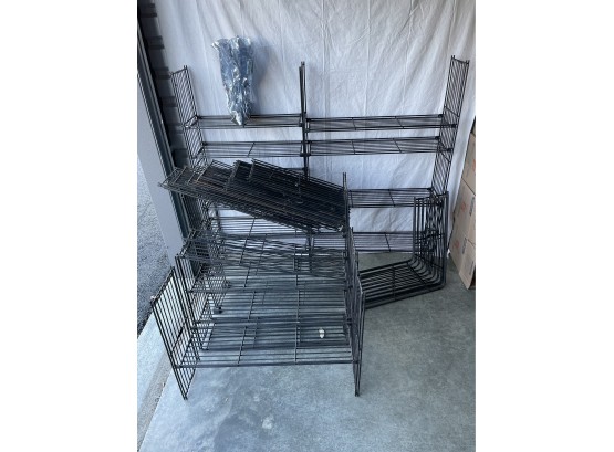 Large Lot Of Vintage Mid-Century Modern MCM Metal Wire Shelving .