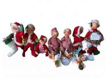 Collection Of 14 Vintage Annalee Christmas Dolls.