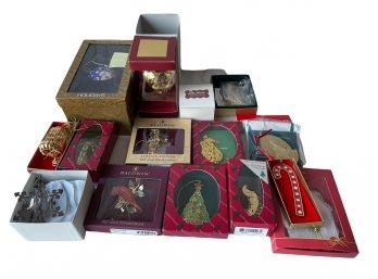 Collection Of Vintage Christmas Ornaments, Reed Barton, Baldwin And More In The Boxes.