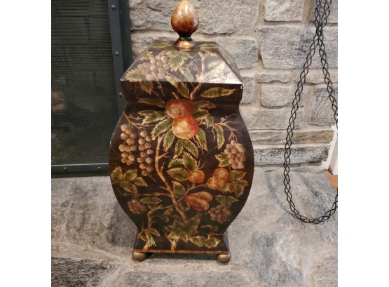21' Tall Painted Box With Grapes & Vines, With Lid & Finial