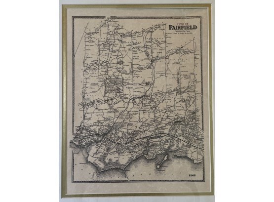 Vintage Print Of A Fairfield, Conn Map - Original One Was Created Circa 1868