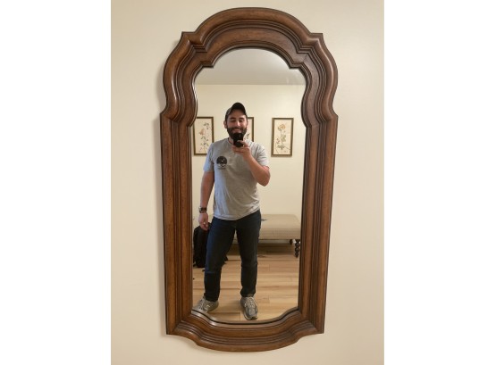 Large Beveled Wooden Framed Mirror