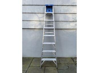 Large Eight Foot Werner Aluminum Ladder With Extras