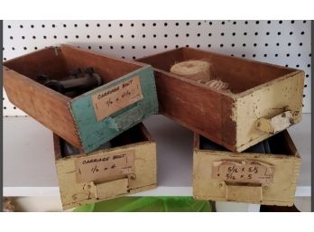 4 Vintage Hardware Store / Country Store Nuts & Bolts Display Wood Drawers