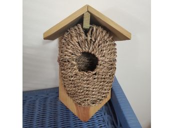 Unique And Lovely Wood & Straw Bird House - Unused As Of Yet