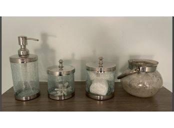 Lovely Set Of Four Bathroom/toiletry Vanity Jars